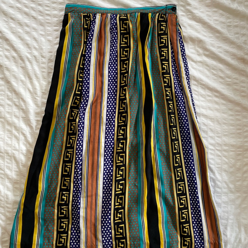 Multicolor Striped Midi Skirt
